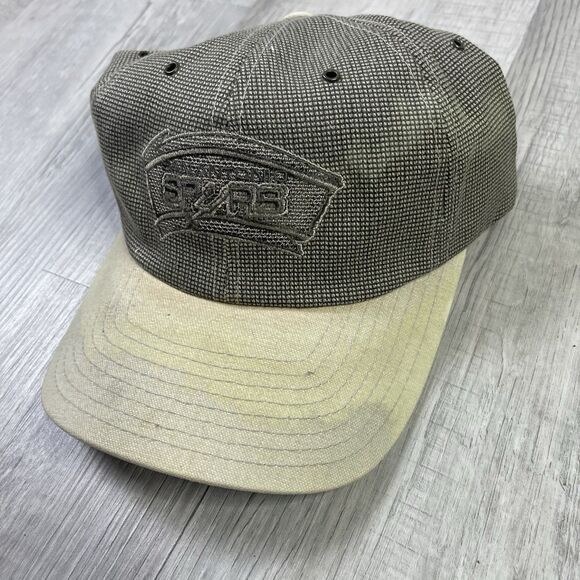 Vintage 1990’s San Antonio Spurs StrapBack Hat by ANNCO Tan RARE NOS - Picture 3 of 9